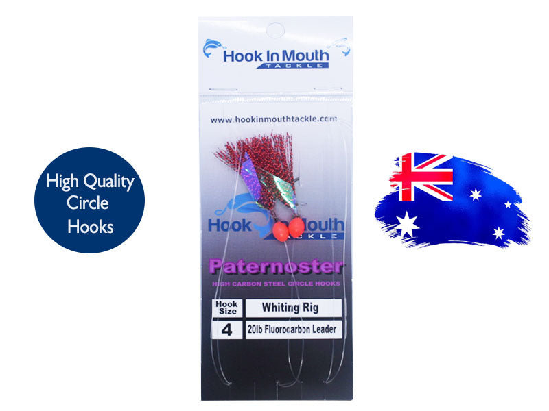 Red Whiting Rig Paternoster size #4 Circle Hooks – Hook in Mouth