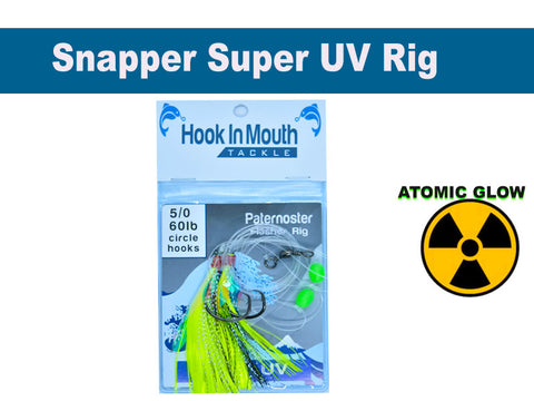 Yellow - Super UV Snapper Rig Size 5/0 Circle Hooks with Atomic Glow 60lb Paternoster