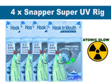 Lumo - Super UV Snapper Rig Size 5/0 Circle Hooks with Atomic Glow 60lb Paternoster