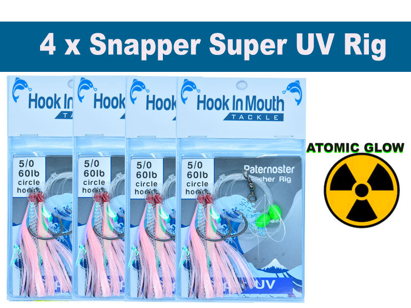 Pink - Super UV Snapper Rig Size 5/0 Circle Hooks with Atomic Glow 60l –  Hook in Mouth Tackle