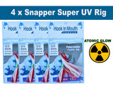 Red Super UV Snapper Rig Size 5/0 Circle Hooks with Atomic Glow 60lb Paternoster
