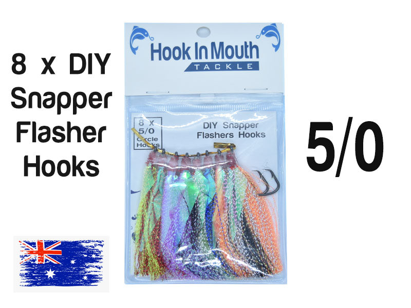 8 DIY Flasher Hooks Size 3/0 - 4/0 - 5/0 - 6/0 Circle Hooks