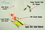 Super UV Pink Paternoster Whiting Rig #4 Circle Hook on 30lb Leader