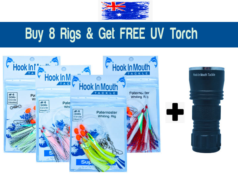5 Whiting Rigs Bait Fishing Size 4 Hook Tied Bream Flasher Boat