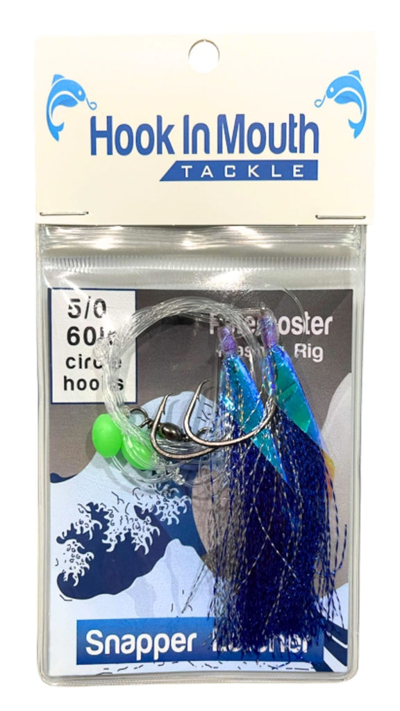 Blue 5/0 Circle Hooks on 60lb Leader – Hook in Mouth Tackle