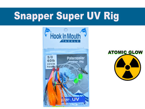 Orange - Super UV Snapper Rig Size 5/0 Circle Hooks with Atomic Glow 60lb Paternoster | Snapper Snatcher