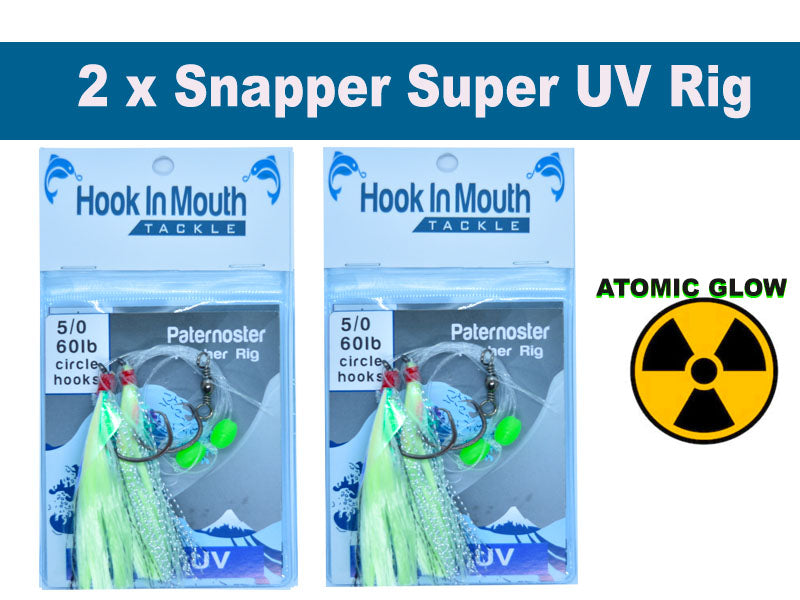 10 Mixed Colour Packs - Super UV Snapper Rig Size 5/0 Circle Hooks 60l ...
