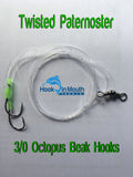 Twisted Paternoster Rig - 3/0 Octopus Beak Hooks on 40lb Leader