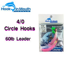 Pink 4/0 Circle Hooks on 60lb Leader