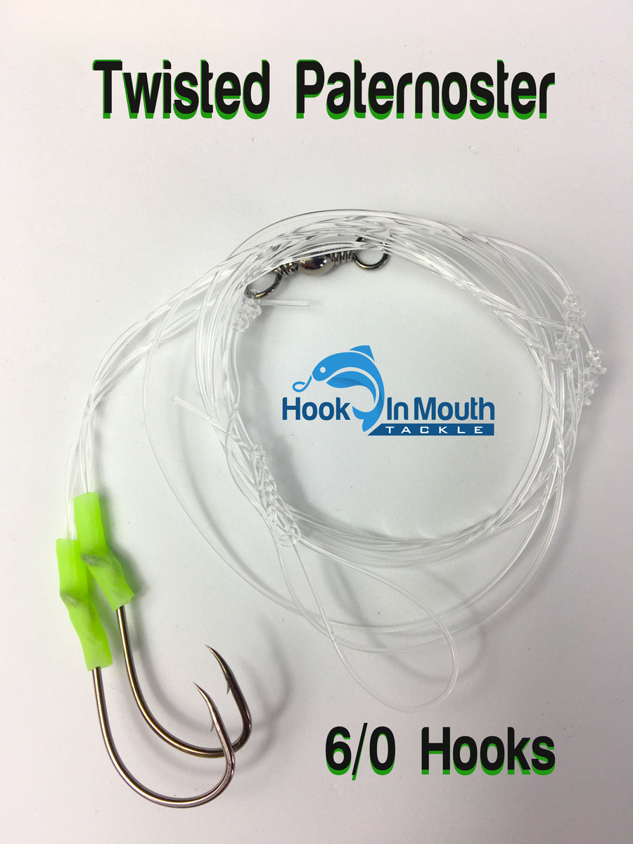 Twisted Paternoster Rig - 6/0 Octopus Beak Hooks on 80lb Leader – Hook ...