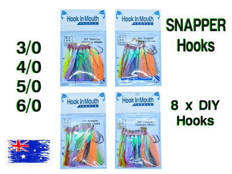 8 DIY Flasher Hooks Size 3/0 - 4/0 - 5/0 - 6/0 Circle Hooks