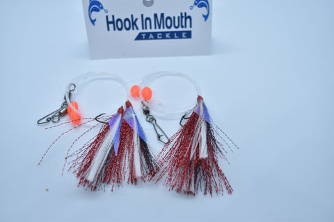 30lb fish hook Super UV RED Paternoster Whiting Rig #4 Circle Hook on 30lb Leader – Hook in Mouth Tackle