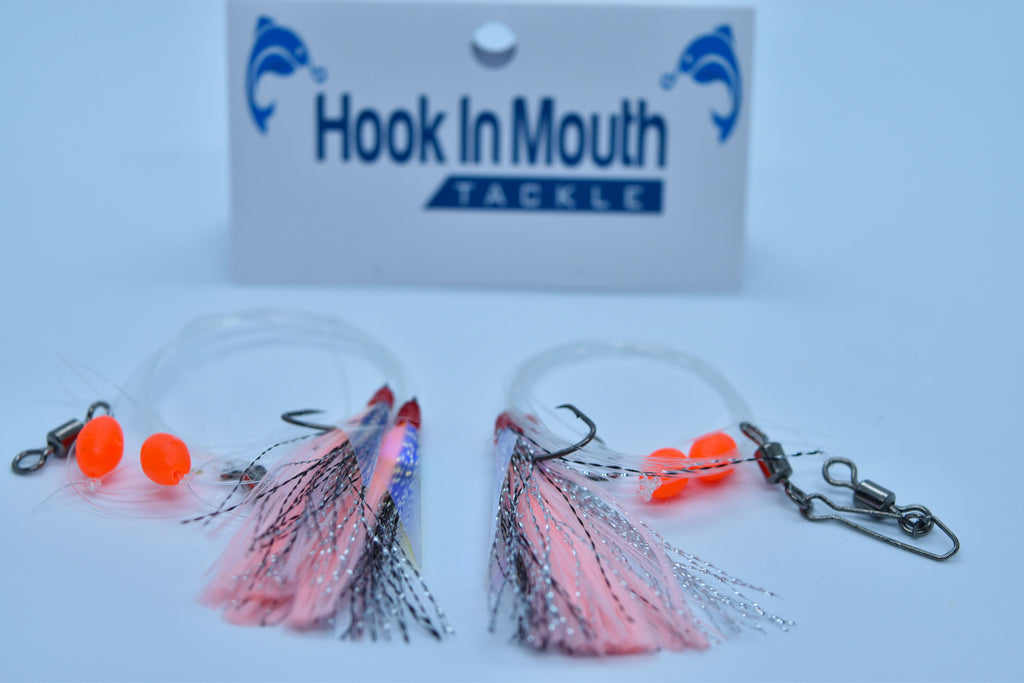 Super UV Pink Paternoster Whiting Rig #4 Circle Hook on 30lb