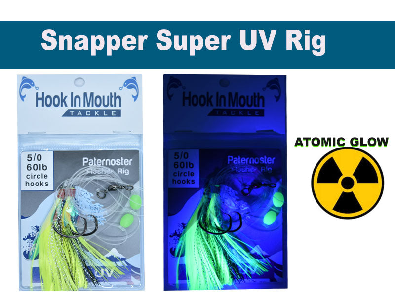 Yellow - Super UV Snapper Rig Size 5/0 Circle Hooks with Atomic Glow 6 –  Hook in Mouth Tackle