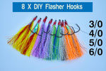 8 DIY Flasher Hooks Size 3/0 - 4/0 - 5/0 - 6/0 Circle Hooks | Snapper Snatcher