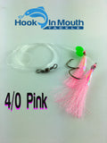 Pink 4/0 Circle Hooks on 60lb Leader