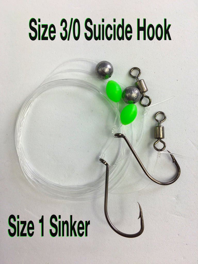 Running Sinker - 3/0 Octopus Beak Hooks on 15lb Leader - Size 1 Ball S –  Hook in Mouth Tackle